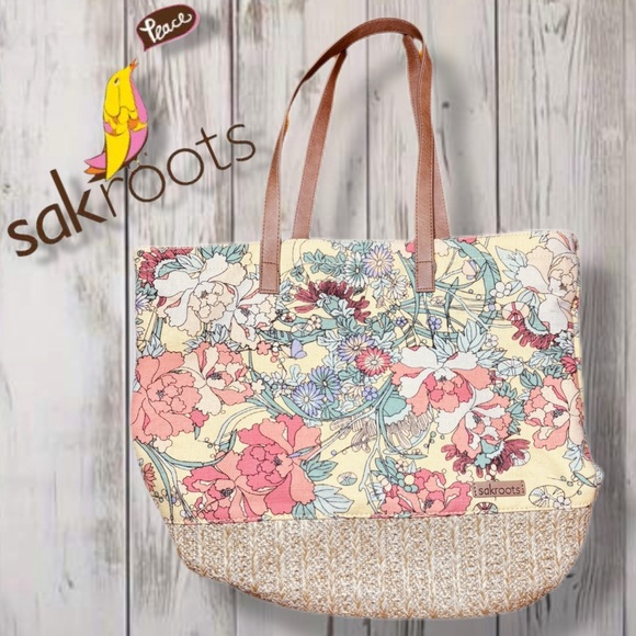 Sakroots Floral Cottagecore Tote Bag - Cotton Linen Like New - Picture 1 of 14